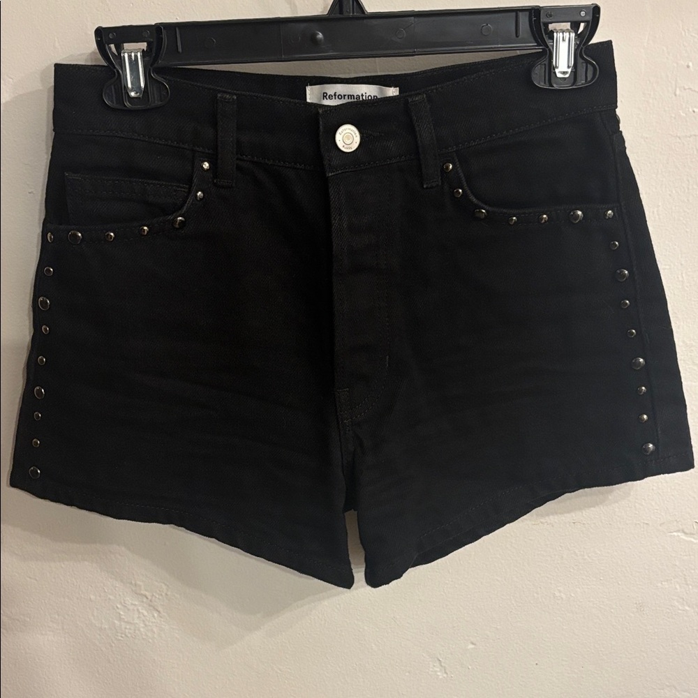 Reformation Charlie Studded High Rise Jean Shorts Size 24 - Picture 5 of 7